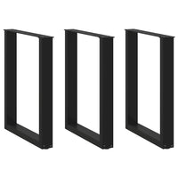 Gambe per tavolo da pranzo a forma di U 3 pz nere 70x(72-73) cm in acciaio