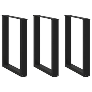 Gambe per tavolo da pranzo a forma di U 3 pz nere 70x(72-73) cm in acciaio