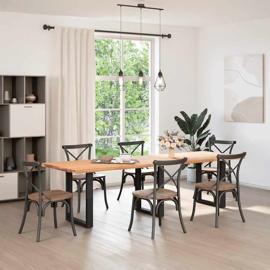 Gambe per tavolo da pranzo a forma di U 3 pz nere 70x(72-73) cm in acciaio