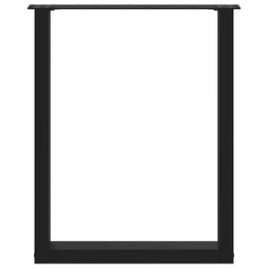 Gambe per tavolo da pranzo a forma di U 3 pz nere 70x(72-73) cm in acciaio