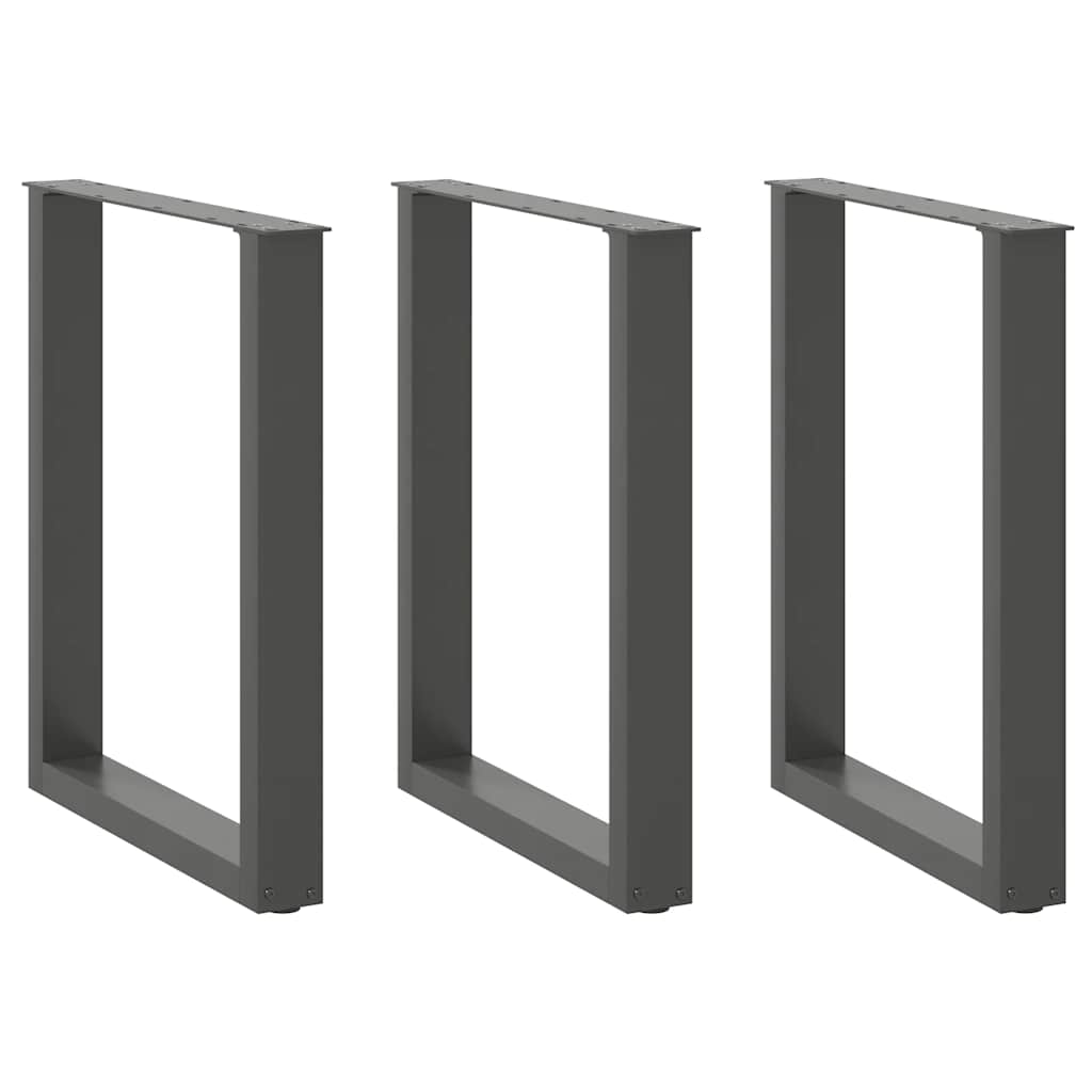 Gambe per tavolo da pranzo a forma di U 3 pz Antracite 70x(72-73) cm Acciaio