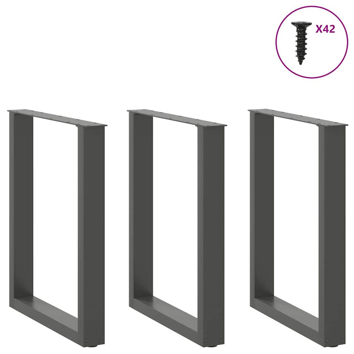 Gambe per tavolo da pranzo a forma di U 3 pz Antracite 70x(72-73) cm Acciaio