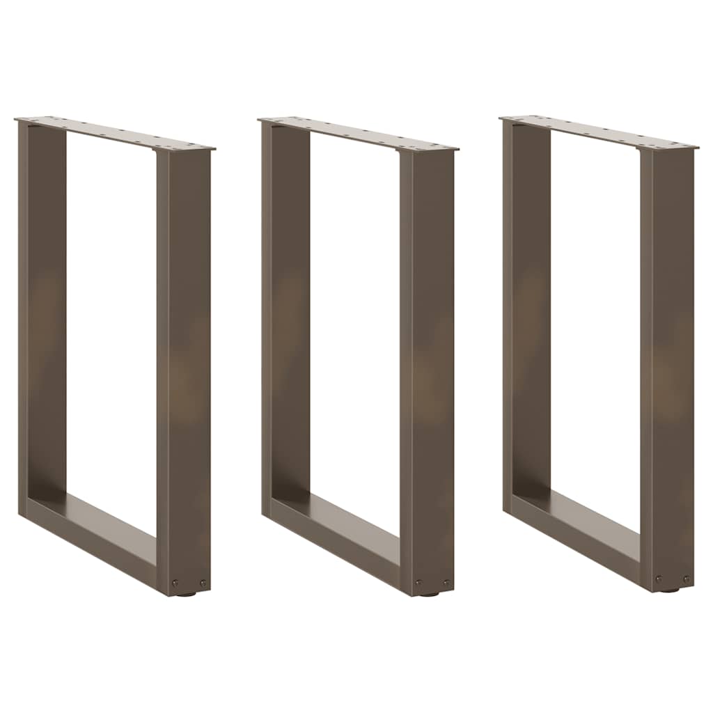 Gambe per tavolo da pranzo a forma di U 3 pz in acciaio naturale 70x(72-73) cm