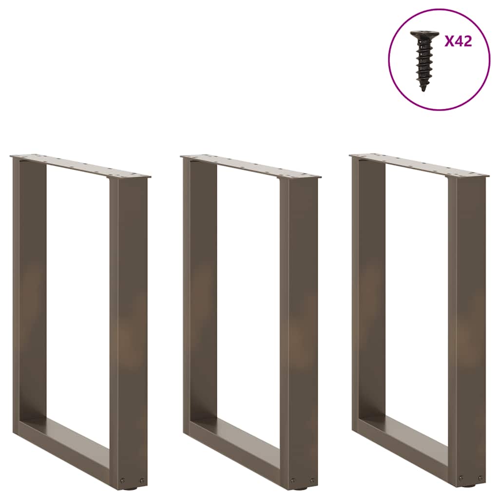 Gambe per tavolo da pranzo a forma di U 3 pz in acciaio naturale 70x(72-73) cm