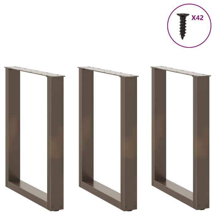 Gambe per tavolo da pranzo a forma di U 3 pz in acciaio naturale 70x(72-73) cm