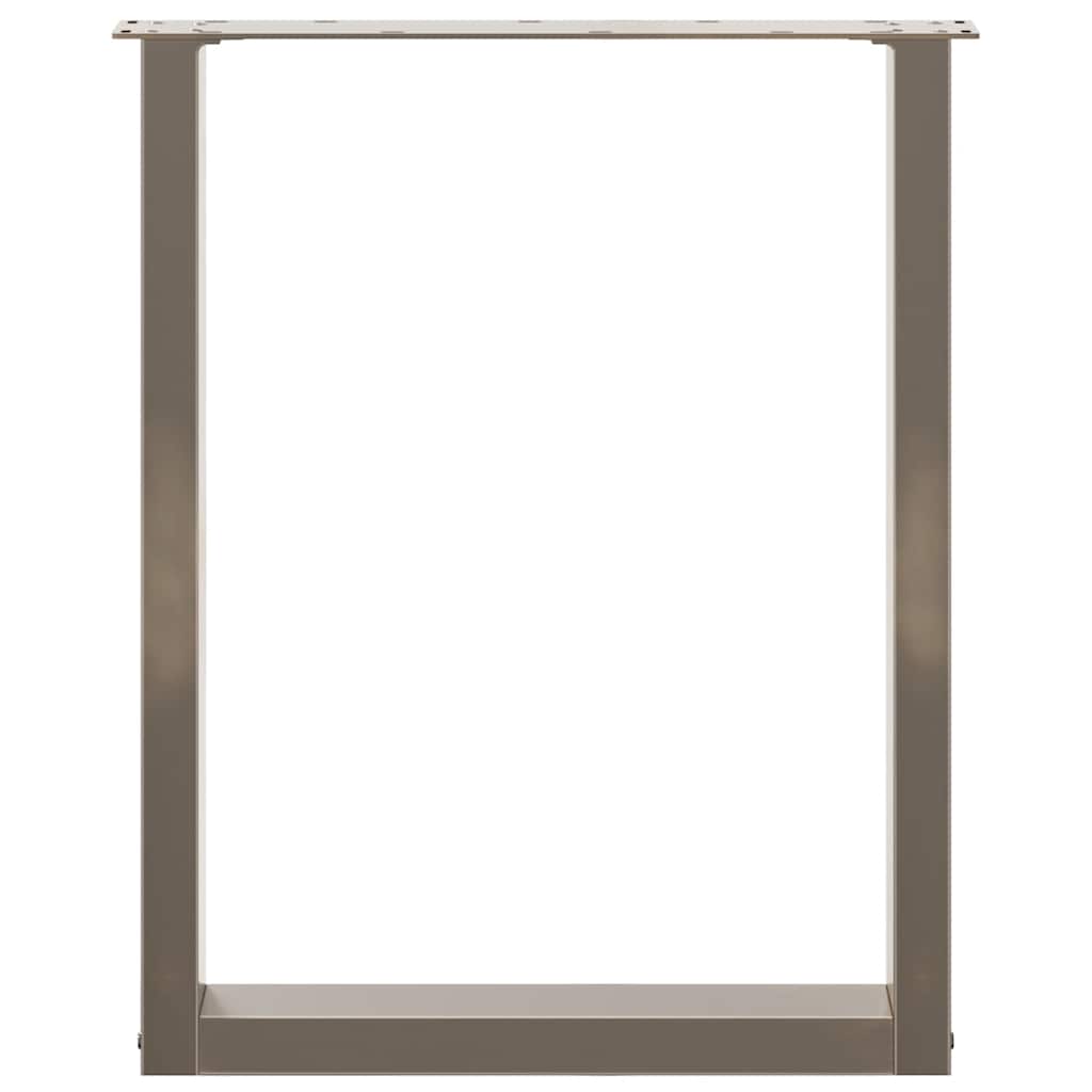 Gambe per tavolo da pranzo a forma di U 3 pz in acciaio naturale 70x(72-73) cm