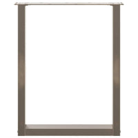 Gambe per tavolo da pranzo a forma di U 3 pz in acciaio naturale 70x(72-73) cm