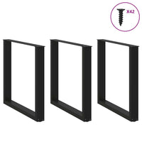 Gambe per tavolo da pranzo a forma di U 3 pz nere 80x(72-73) cm in acciaio 4013204