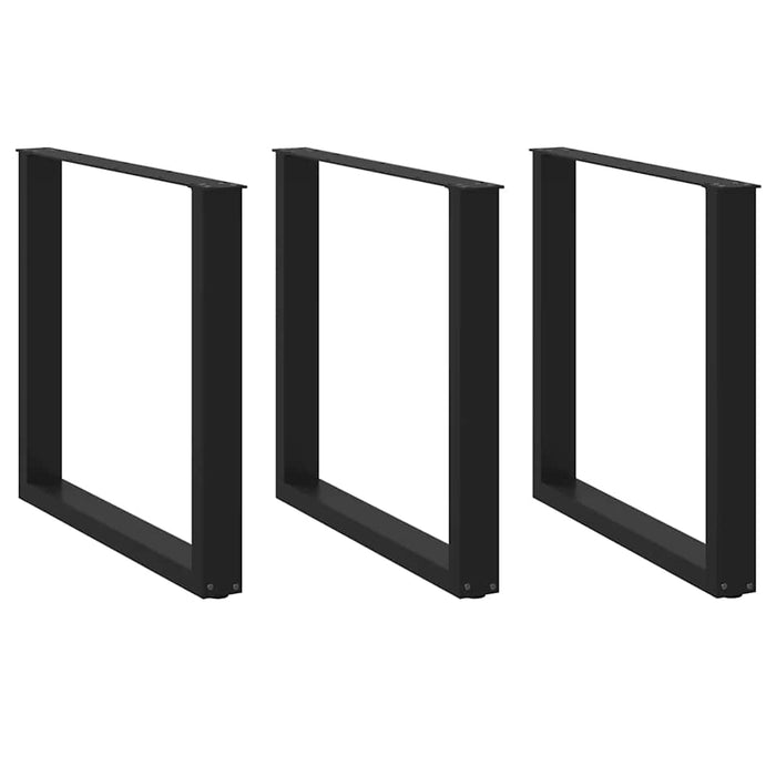 Gambe per tavolo da pranzo a forma di U 3 pz nere 90x(72-73) cm in acciaio