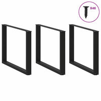 vidaXL Gambe per tavolo da pranzo a forma di U 3 pz nere 100x(72-73) cm in acciaio