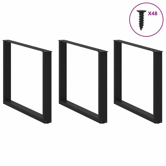 Gambe per tavolo da pranzo a forma di U 3 pz nere 100x(72-73) cm in acciaio 4013212