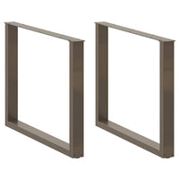 Gambe per tavolo da pranzo a forma di U 3 pz in acciaio naturale 100x(72-73) cm