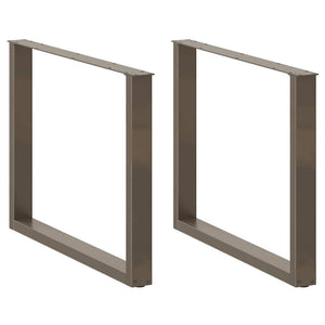 Gambe per tavolo da pranzo a forma di U 3 pz in acciaio naturale 100x(72-73) cm