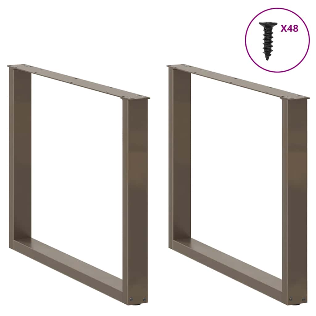 Gambe per tavolo da pranzo a forma di U 3 pz in acciaio naturale 100x(72-73) cm