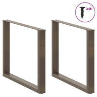 Gambe per tavolo da pranzo a forma di U 3 pz in acciaio naturale 100x(72-73) cm 4013215