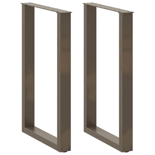 Set di 2 gambe per tavolo da bar a forma di U 60 x 90 cm con piedini regolabili design moderno in acciaio naturale 02_0057467