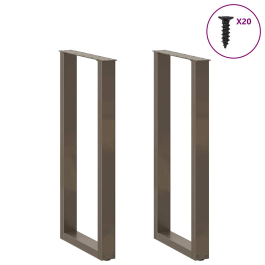 Gambe per tavolo da bar a forma di U 2 pz in acciaio naturale 40x(100-101) cm 4013231