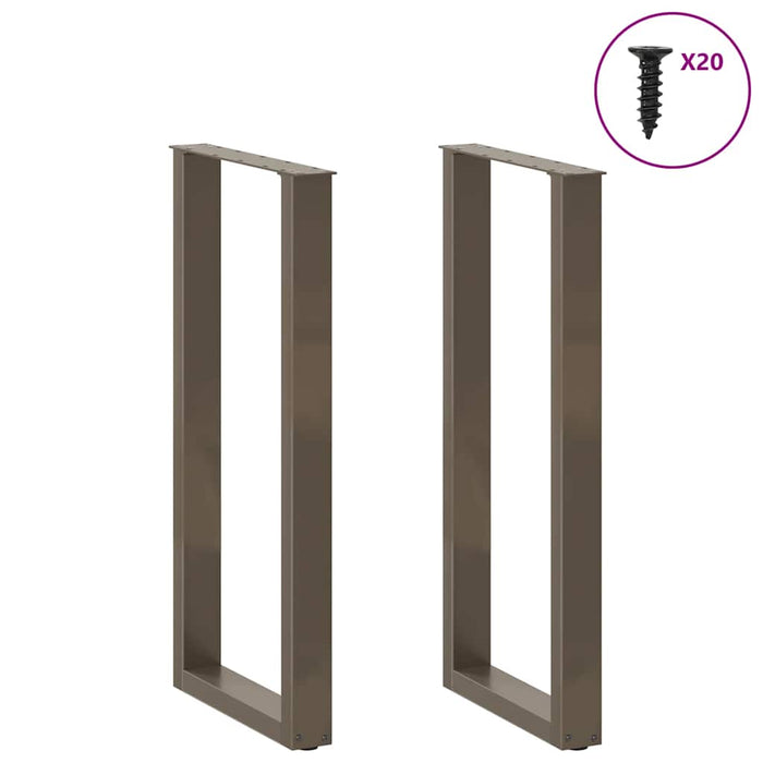 Gambe per tavolo da bar a forma di U 2 pz in acciaio naturale 40x(100-101) cm 4013231