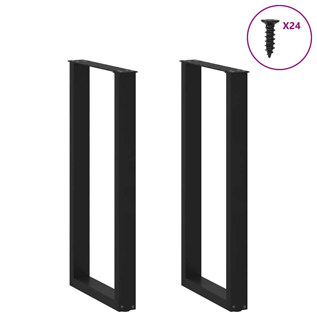 Gambe Tavolino da Caffè a U 2 pz Nero 50x(100-101)cm in Acciaio 4013232