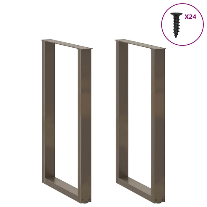 Gambe per tavolo da bar a forma di U 2 pz in acciaio naturale 60x(100-101) cm 4013239