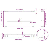 vidaXL Gambe per Tavolino da Caffè Nere 2 pz 60x(30-31) cm Acciaio