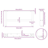 Gambe per Tavolino da Caffè Nere 2 pz 70x(30-31) cm Acciaio
