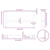 Gambe per Tavolino da Caffè Bianche 2 pz 70x(30-31) cm Acciaio