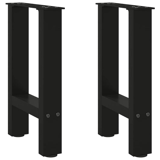 Set di 2 gambe per tavolino da caffè moderne quadrate regolabili 28 x 42-43 cm in acciaio nero 02_0057512