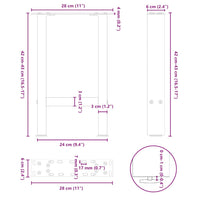 Gambe per Tavolino da Caffè Antracite 2 pz 28x(42-43) cm Acciaio