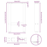 Gambe per Tavolino da Caffè Nere 2 pz 38x(42-43) cm Acciaio