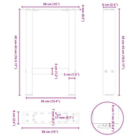 Gambe per Tavolino da Caffè Bianche 2 pz 38x(42-43) cm Acciaio