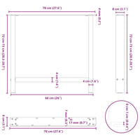 vidaXL Gambe per tavolo da pranzo nere 2 pz 70x(72-73) cm in acciaio