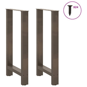 Gambe per tavolo da bar in acciaio naturale 2 pz 50x(90-91) cm in acciaio
