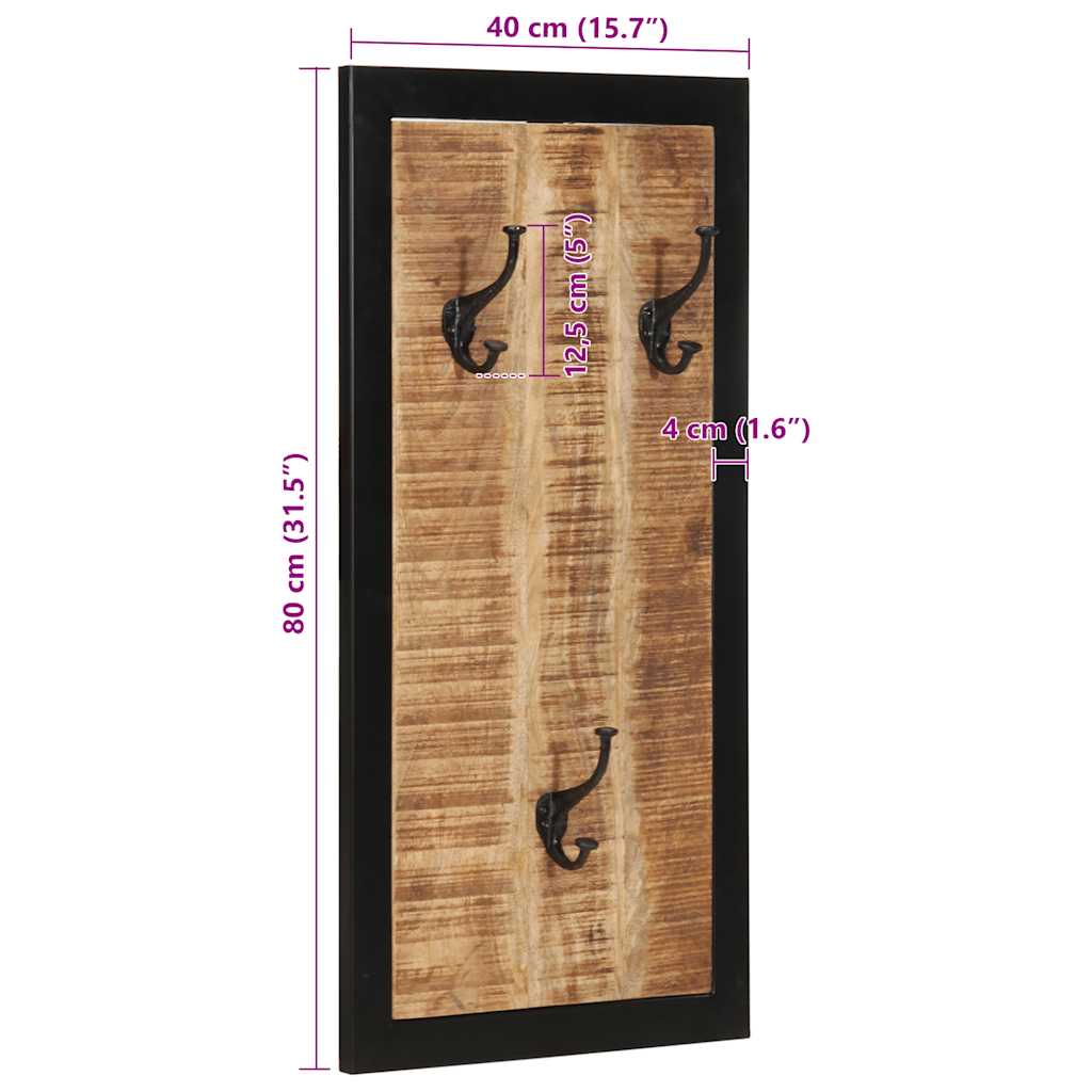 Appendiabiti 40x2x80 cm in Legno Massello Grezzo di Mango 4015939
