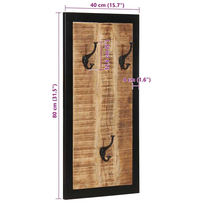 Appendiabiti 40x2x80 cm in Legno Massello Grezzo di Mango 4015939