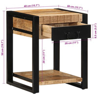 Tavolino 40x40x50 cm in Legno Grezzo Massello di Mango 4015941