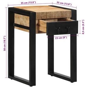 vidaXL Tavolino 35x35x50 cm in Legno Grezzo Massello di Mango