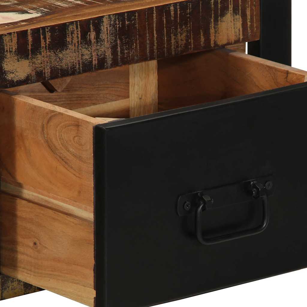 Comodino Multicolore 40x35x25 cm in Legno Massello Recupero