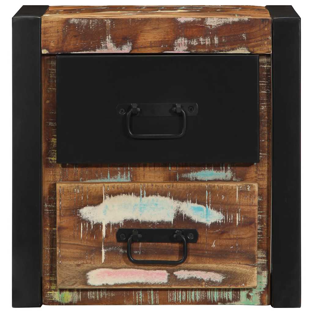 vidaXL Comodini 2 pz Multicolore 40x35x40cm in Legno Massello Recupero