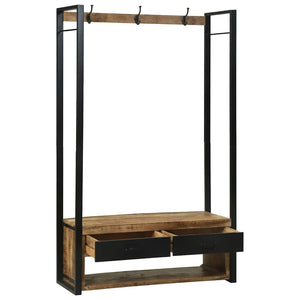 Ripiano per abbigliamento con ganci e scaffali 110x40x179 cm Legno massello grezzo di mango 4015963