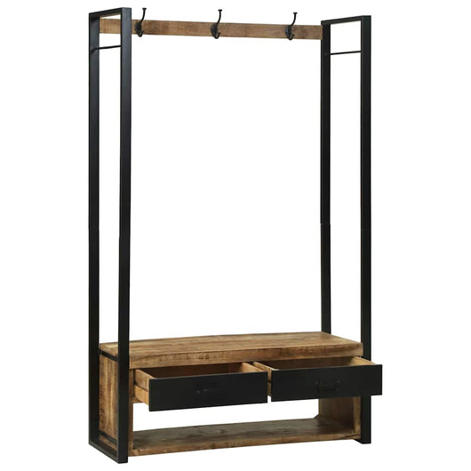 Ripiano per abbigliamento con ganci e scaffali 110x40x179 cm Legno massello grezzo di mango 4015963