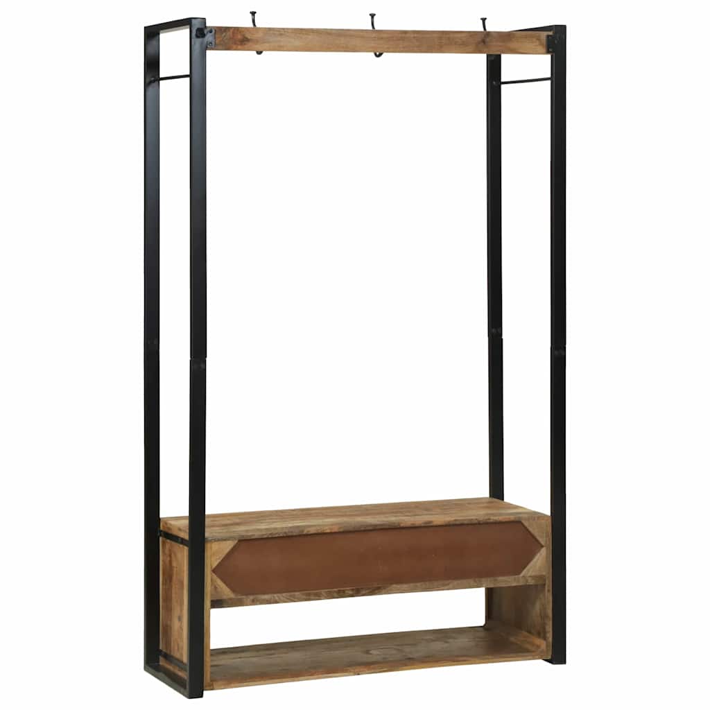 Ripiano per abbigliamento con ganci e scaffali 110x40x179 cm Legno massello grezzo di mango 4015963