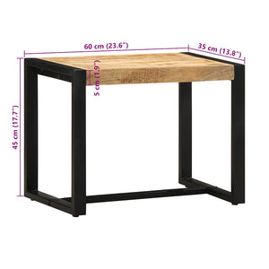 vidaXL Panca 60x35x45 cm in Legno Massello di Mango Grezzo