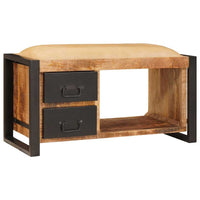 Panchina da Stoccaggio  con Canvas 80x35x40 cm Legno Massello di Mango Grezzo 4015983