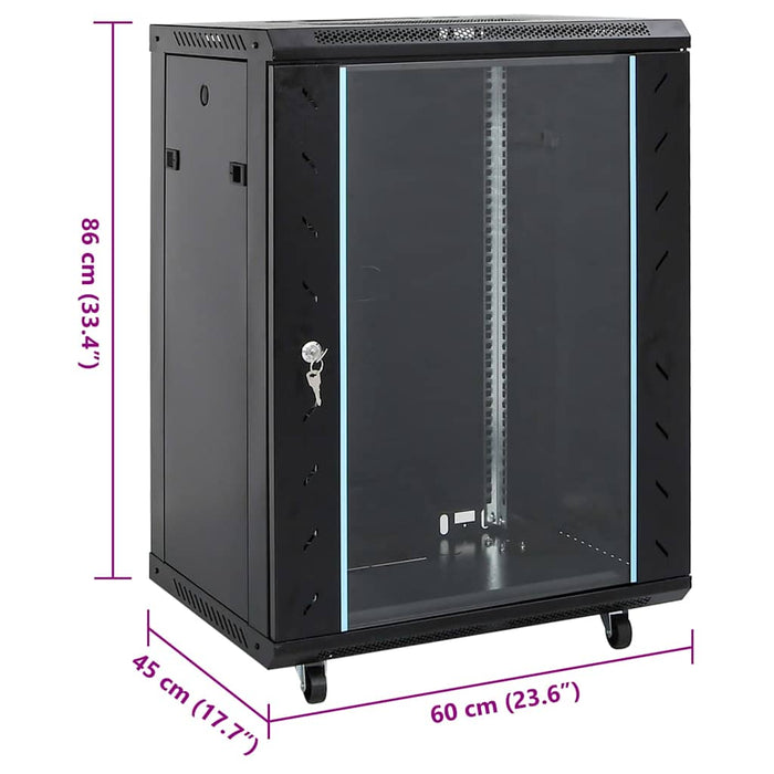 vidaXL Armadietto di Rete 15U 19" IP20 Nero 60x45x86 cm