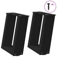 Gambe Tavolino da Caffè a U 2 pz Nero 30x(30-31) cm in Acciaio 4012736