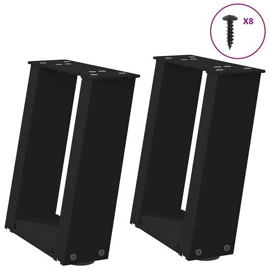 Gambe Tavolino da Caffè a U 2 pz Nero 30x(30-31) cm in Acciaio 4012736