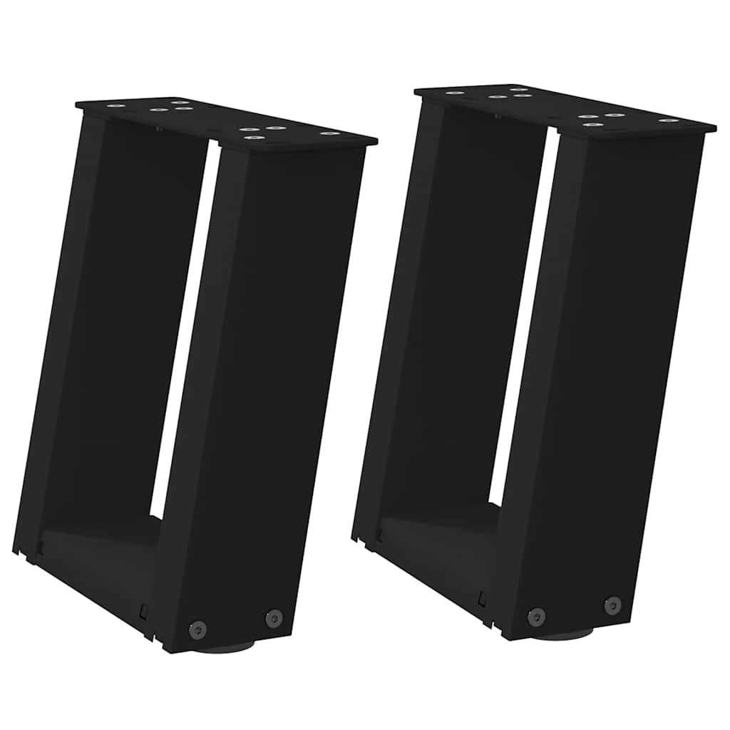 Gambe Tavolino da Caffè a U 2 pz Nero 30x(30-31) cm in Acciaio 4012736