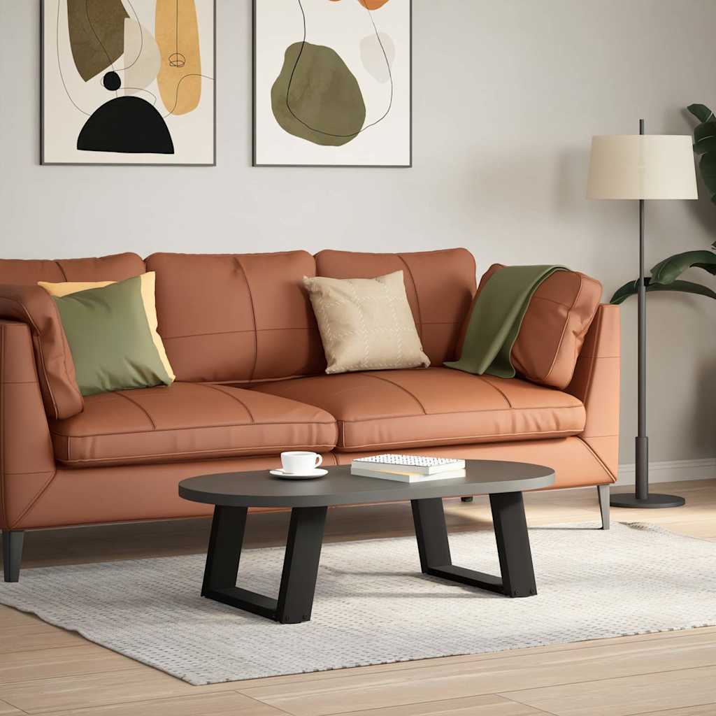 Gambe per Tavolino da Caffè a Forma di U 2 pz Nere 40x(30-31) cm Acciaio