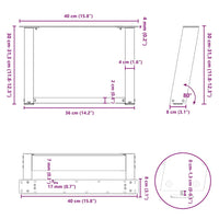 Gambe per Tavolino da Caffè a Forma di U 2 pz Acciaio Naturale 40x(30-31) cm Acciaio